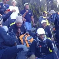 Adventure group on mountain